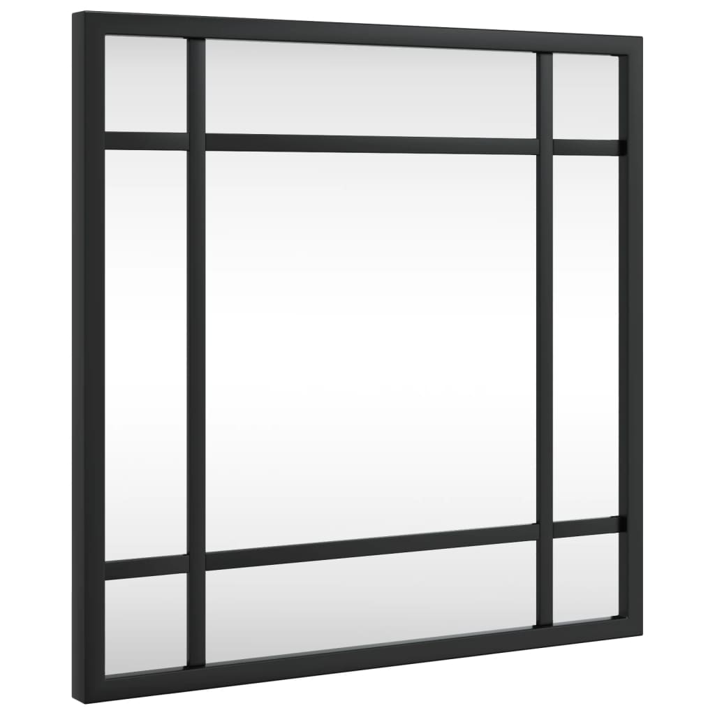 vidaXL Nástěnné zrcadlo černé 30 x 30 cm čtverec železo