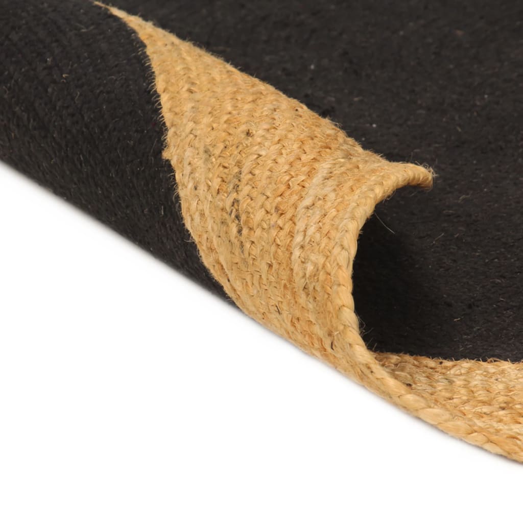 vidaXL Kusový koberec pletený černý a přírodní 90 cm juta a bavlna