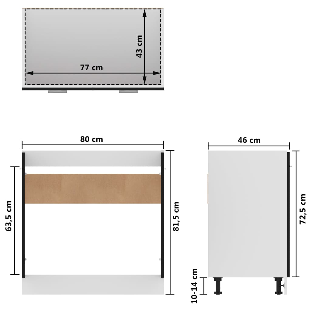 vidaXL Skříňka pod dřez černá 80 x 46 x 81,5 cm dřevotříska