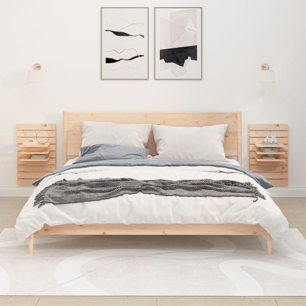 vidaXL Nástěnné poličky k posteli 2 ks masivní borové dřevo