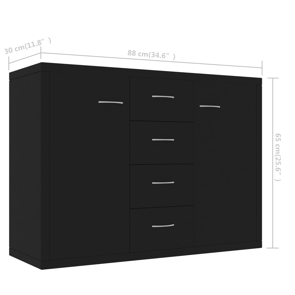 vidaXL Příborník černý 88 x 30 x 65 cm dřevotříska