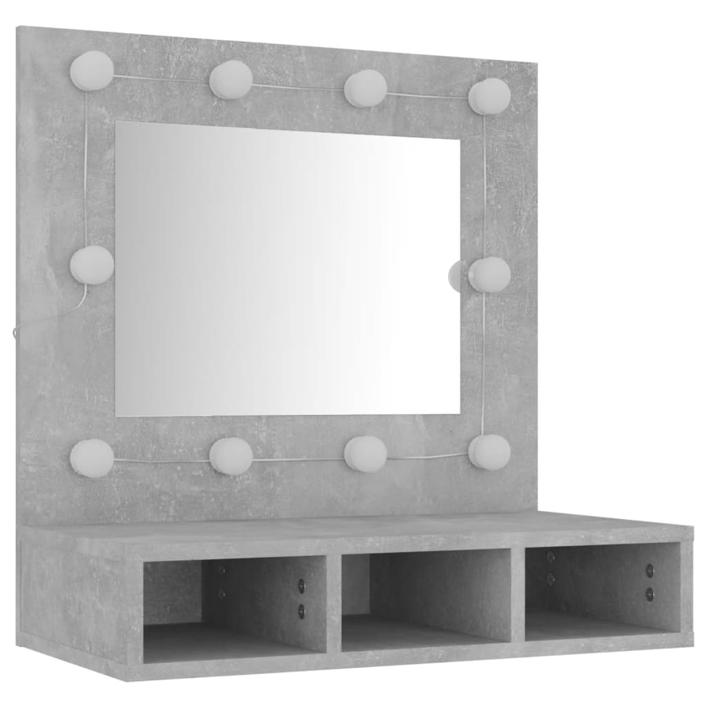 vidaXL Zrcadlová skříňka s LED betonově šedá 60 x 31,5 x 62 cm