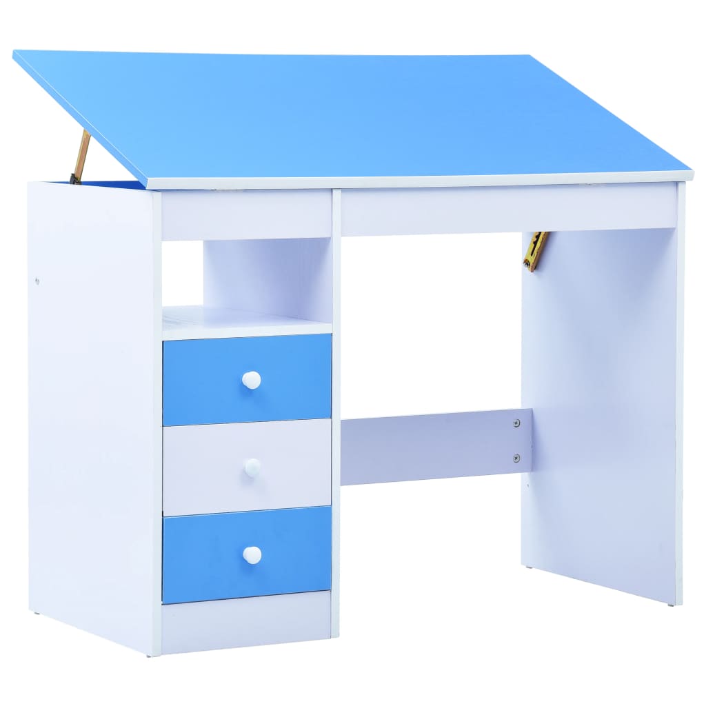 vidaXL Dětský kreslicí a psací stůl náklopný modrobílý