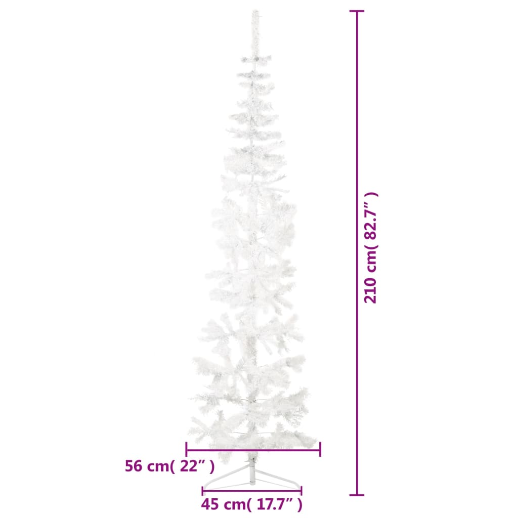 vidaXL Úzký umělý poloviční vánoční stromek se stojanem bílý 210 cm