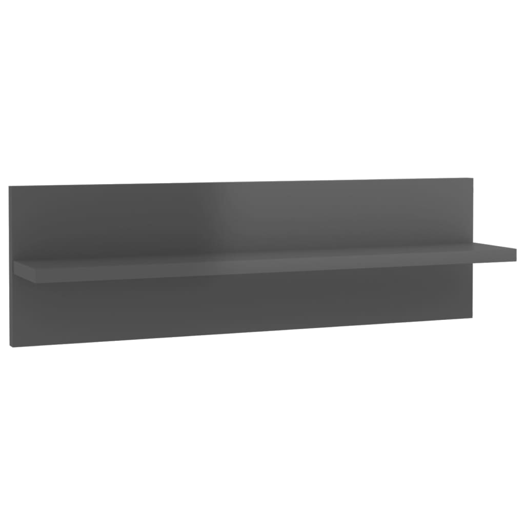 vidaXL Nástěnné police 4 ks šedé vysoký lesk 60x11,5x18 cm dřevotříska