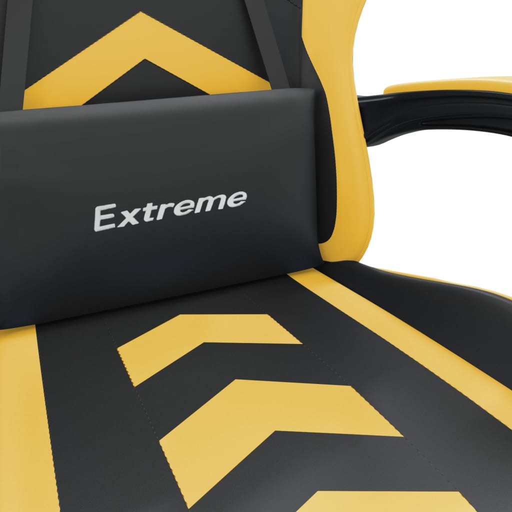 vidaXL Otočná herní židle černá a zlatá umělá kůže