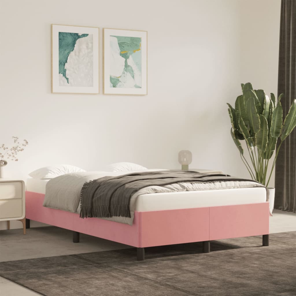 vidaXL Rám postele růžový 120 x 190 cm samet