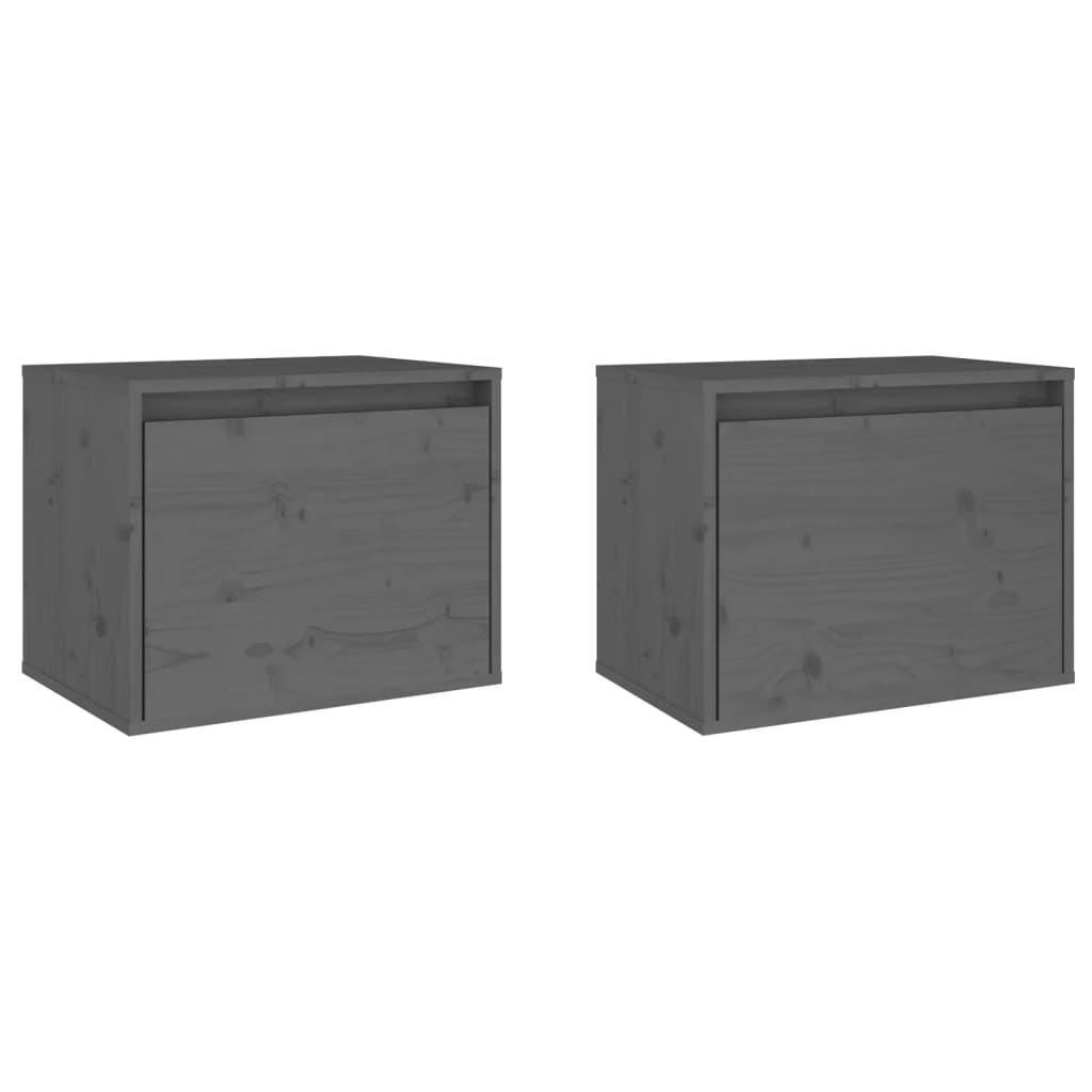 vidaXL Nástěnné skříňky 2 ks šedé 45 x 30 x 35 cm masivní borové dřevo