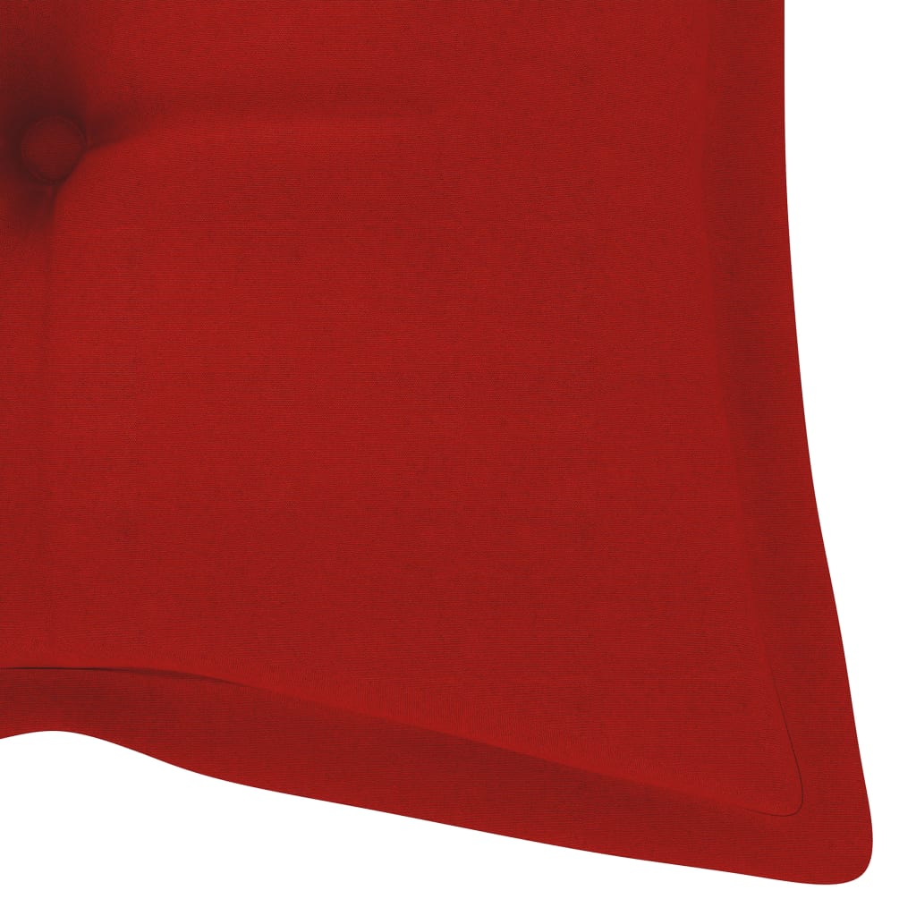 vidaXL Houpačka s červenou poduškou 120 cm masivní teak