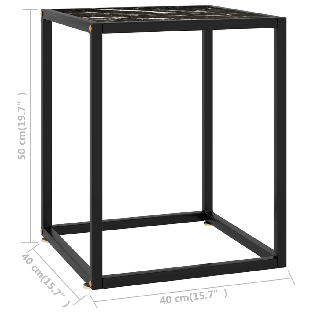 vidaXL Konferenční stolek černý s černým mramorovým sklem 40x40x50 cm