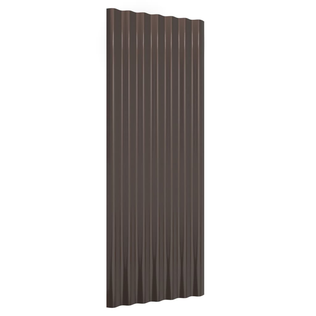 vidaXL Střešní panely 12 ks práškově lakovaná ocel hnědé 100 x 36 cm