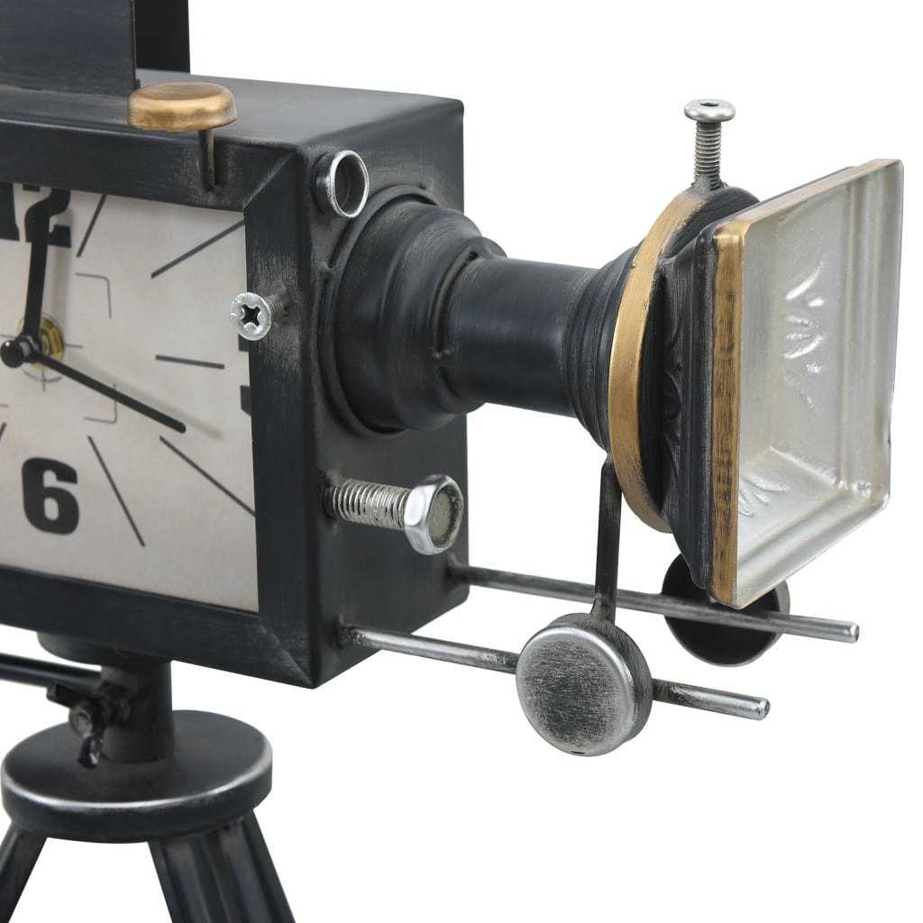 vidaXL Stolní hodiny černé 34 x 18 x 47 cm železo a MDF