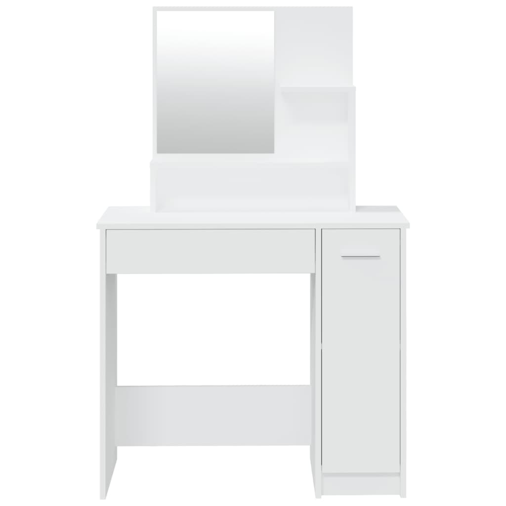 vidaXL Toaletní stolek se zrcadlem bílý 86,5 x 35 x 136 cm