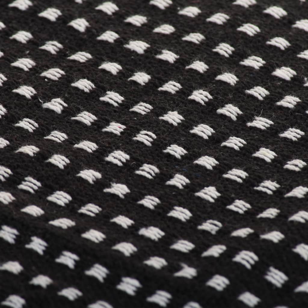 vidaXL Bavlněný přehoz se čtverečky 125 x 150 cm černý