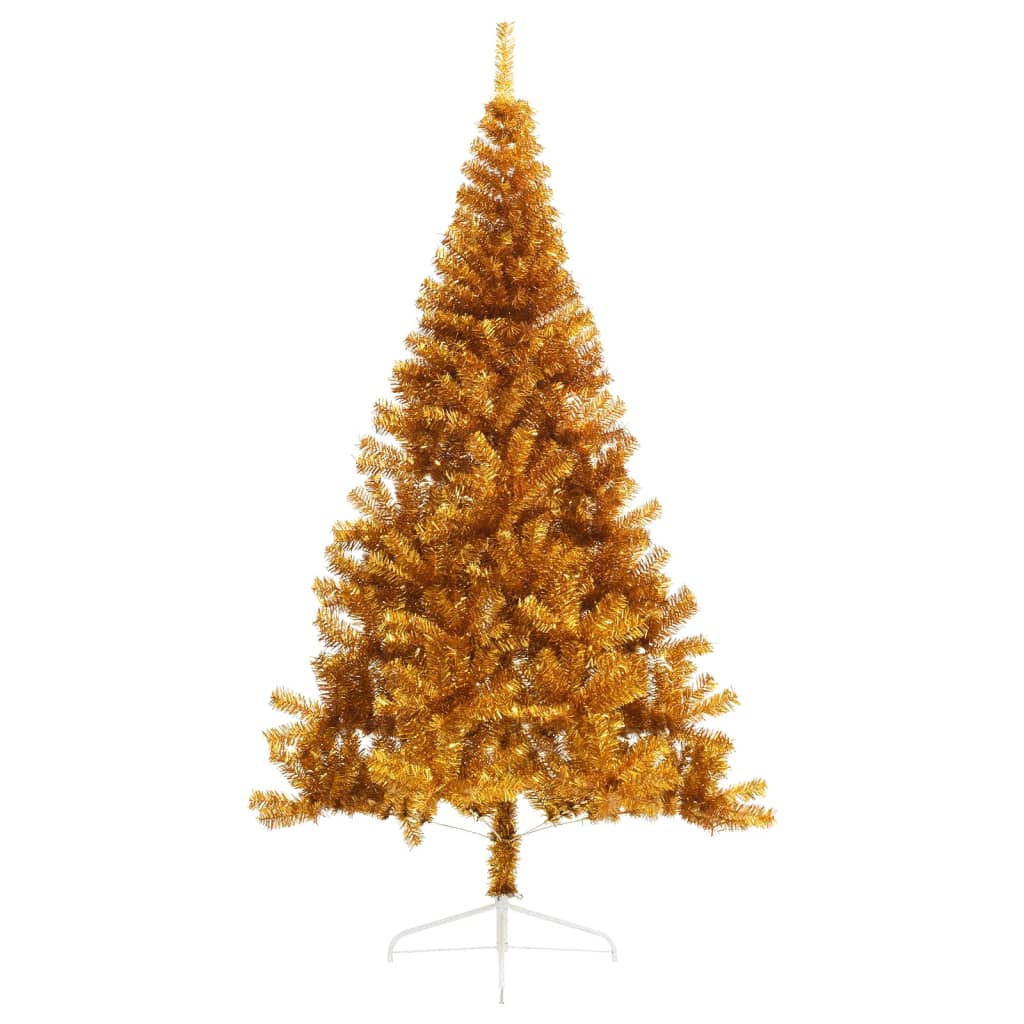 vidaXL Umělý poloviční vánoční stromek se stojanem zlatý 210 cm PET