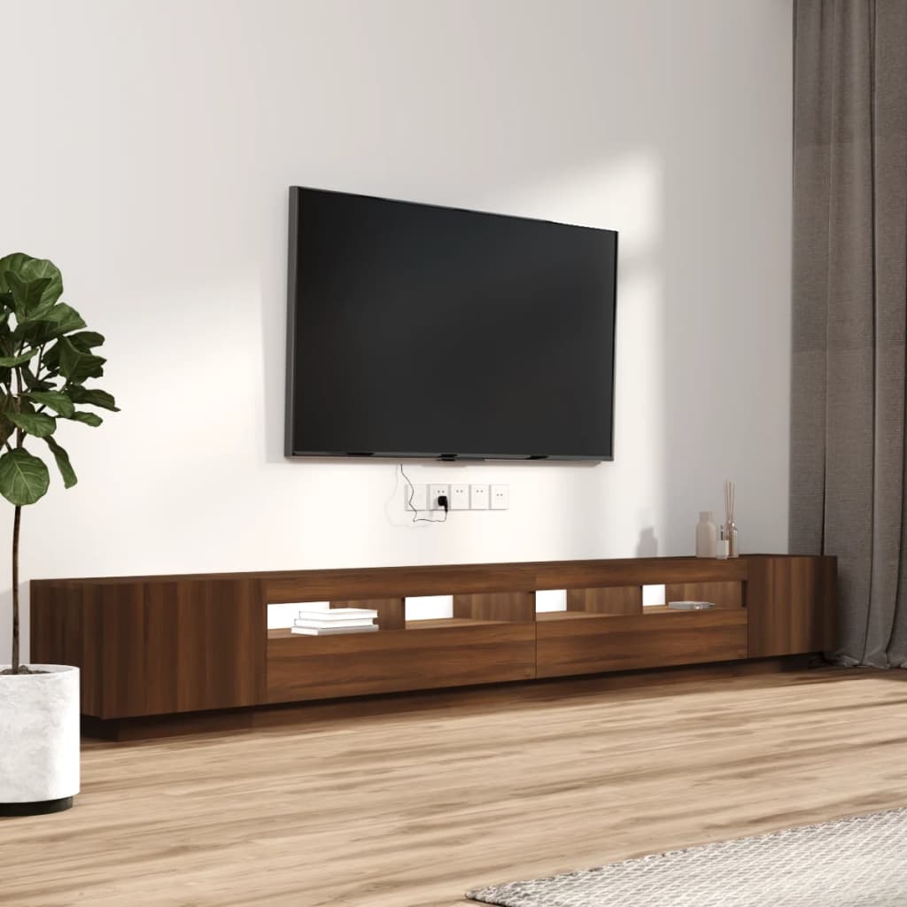 vidaXL 3dílný set TV skříněk s LED světly kouřový dub kompozitní dřevo