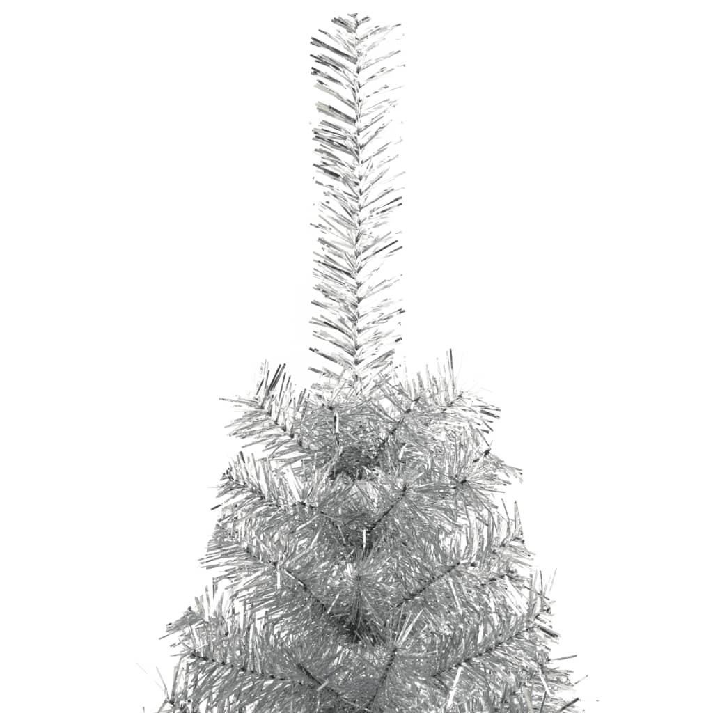 vidaXL Umělý poloviční vánoční stromek se stojanem stříbrný 150 cm PET