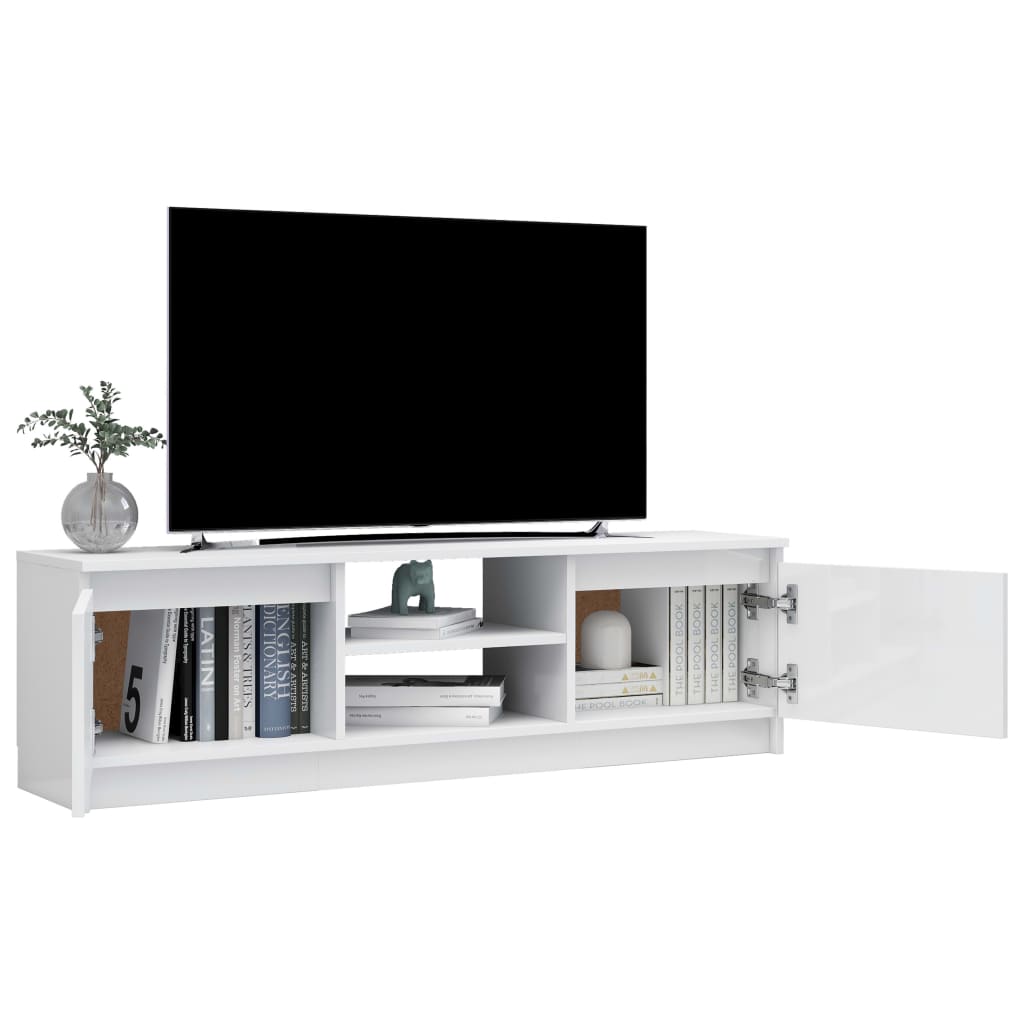 vidaXL TV stolek bílý s vysokým leskem 120 x 30 x 35,5 cm dřevotříska