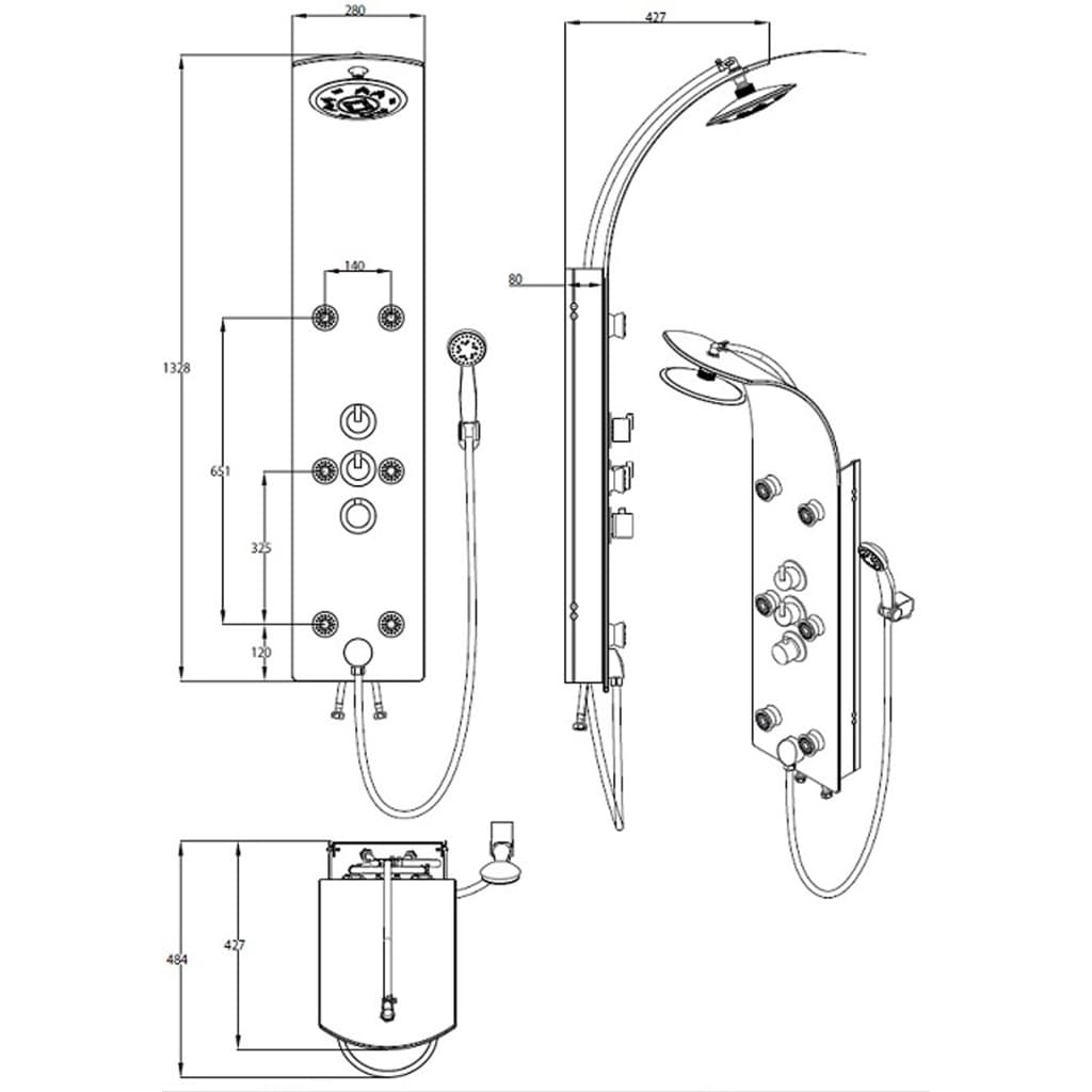 SCHÜTTE Skleněný sprchový panel a termostatická baterie LANZAROTE bílý