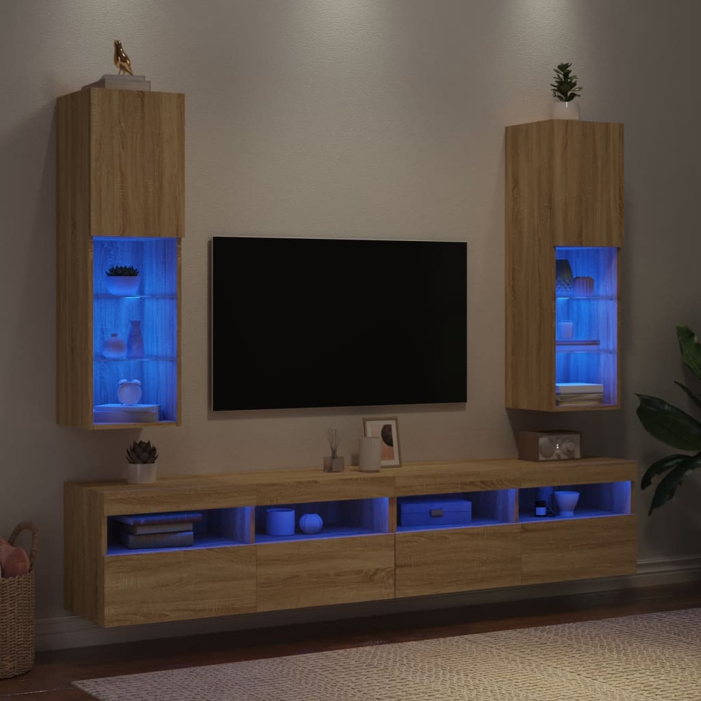 vidaXL TV skříňky s LED osvětlením 2 ks dub sonoma 30,5 x 30 x 102 cm