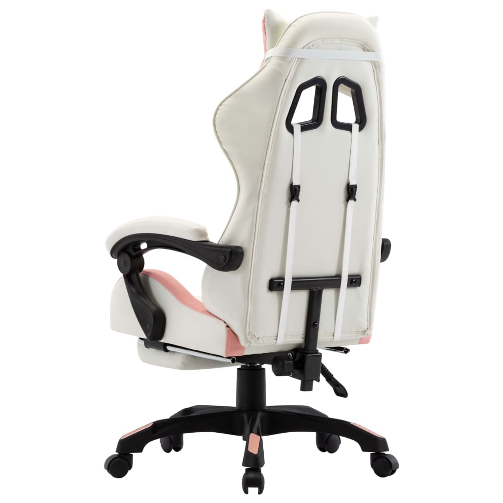 vidaXL Herní židle s podnožkou růžová a černá umělá kůže