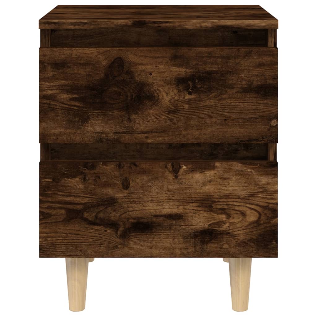 vidaXL Noční stolek masivní dřevěné nohy kouřový dub 40 x 35 x 50 cm