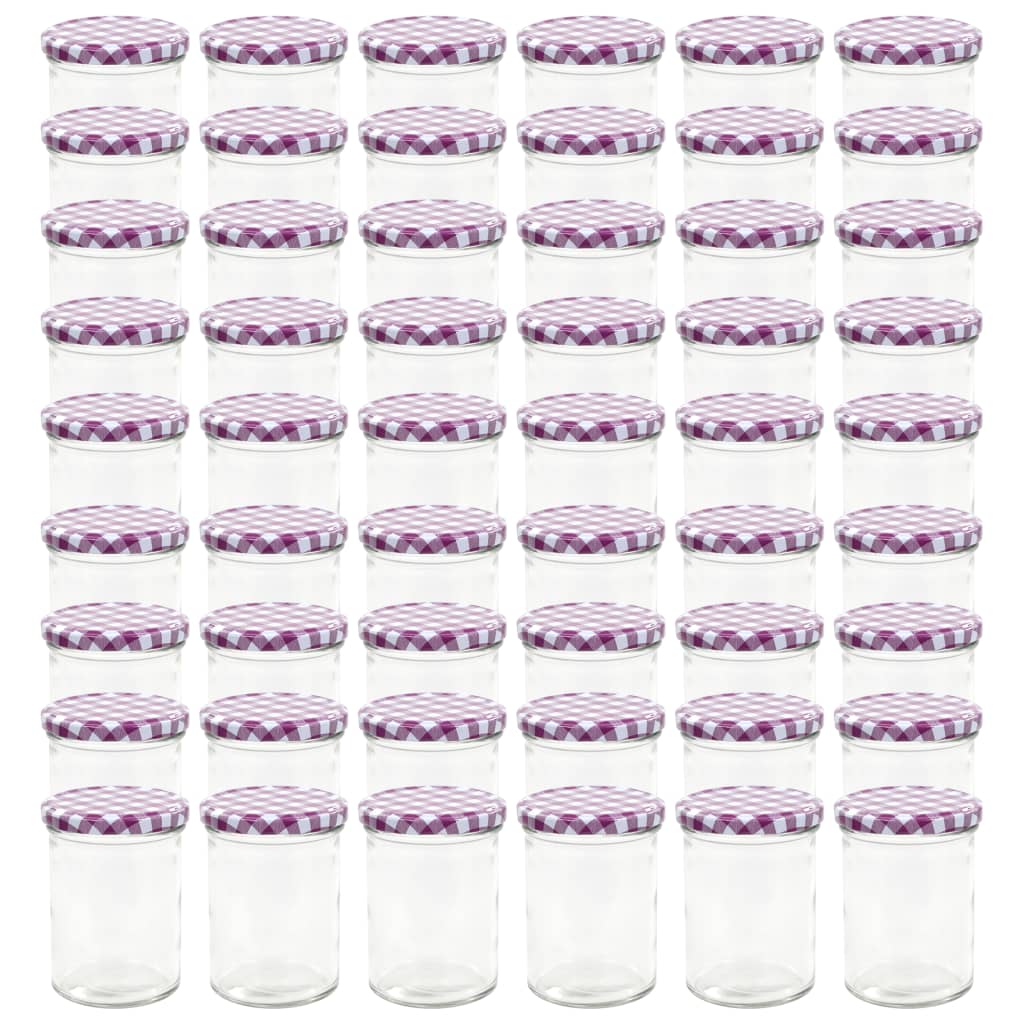 vidaXL Zavařovací sklenice s fialovobílými víčky 48 ks 400 ml