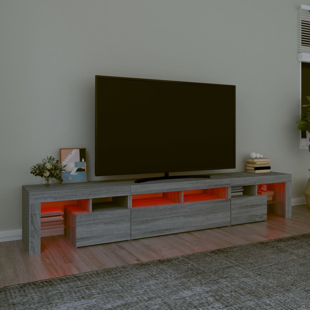 vidaXL TV skříňka s LED osvětlením šedá sonoma 230x36,5x40 cm