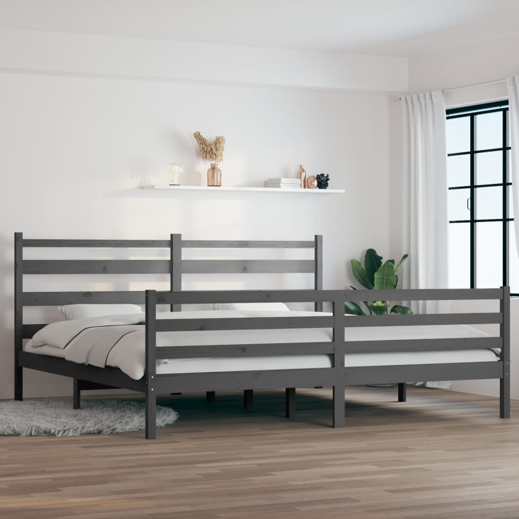 vidaXL Rám postele masivní borovice 200 x 200 cm šedý