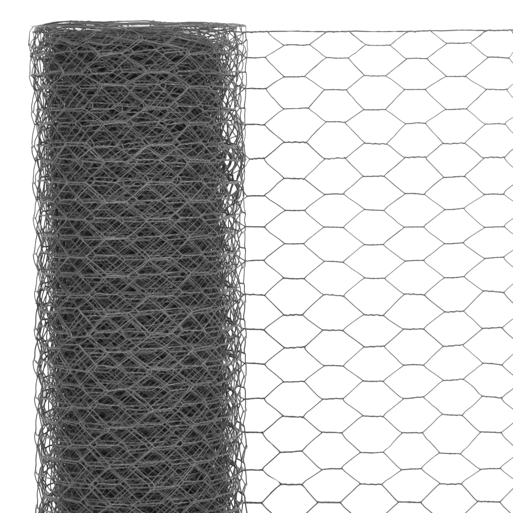 vidaXL Pletivo ke kurníku ocel PVC vrstva 25 x 1,2 m šedé
