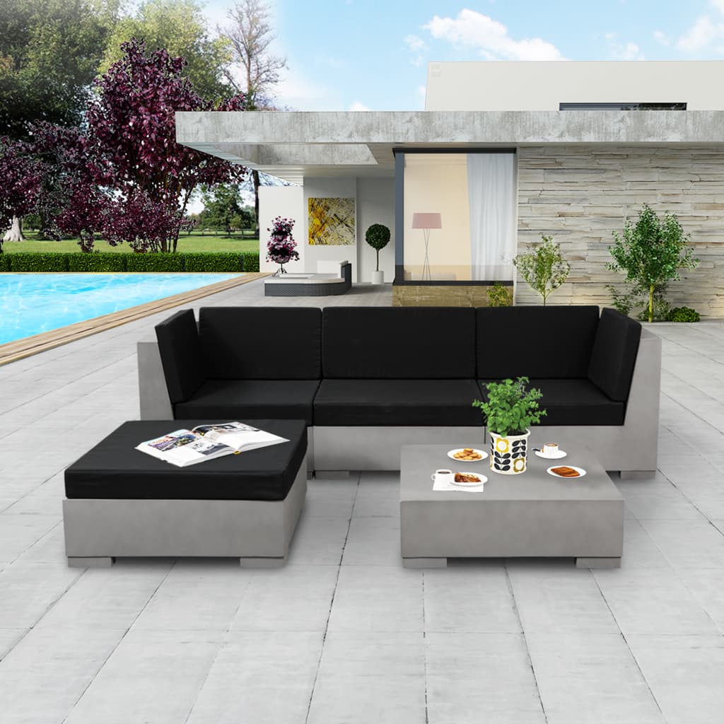 vidaXL 5dílná zahradní sedací souprava s poduškami betonová šedá