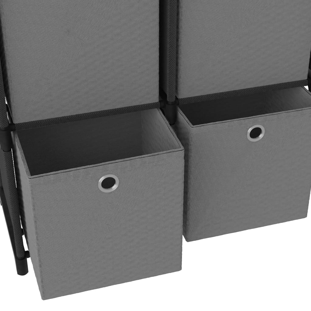 vidaXL Výstavní police 4 přihrádky s boxy černé 69x30x72,5 cm textil