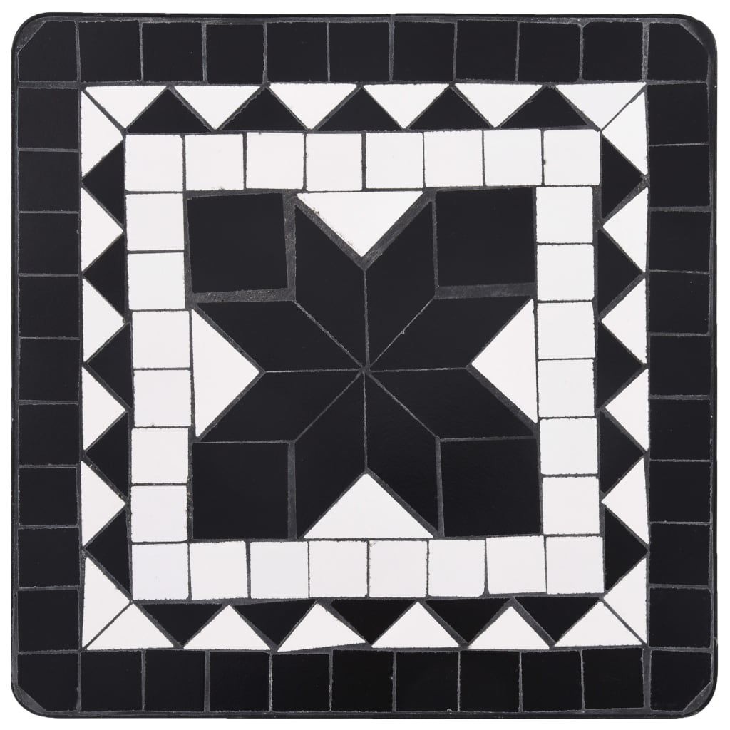 vidaXL Mozaikový odkládací stolek černý a bílý keramika