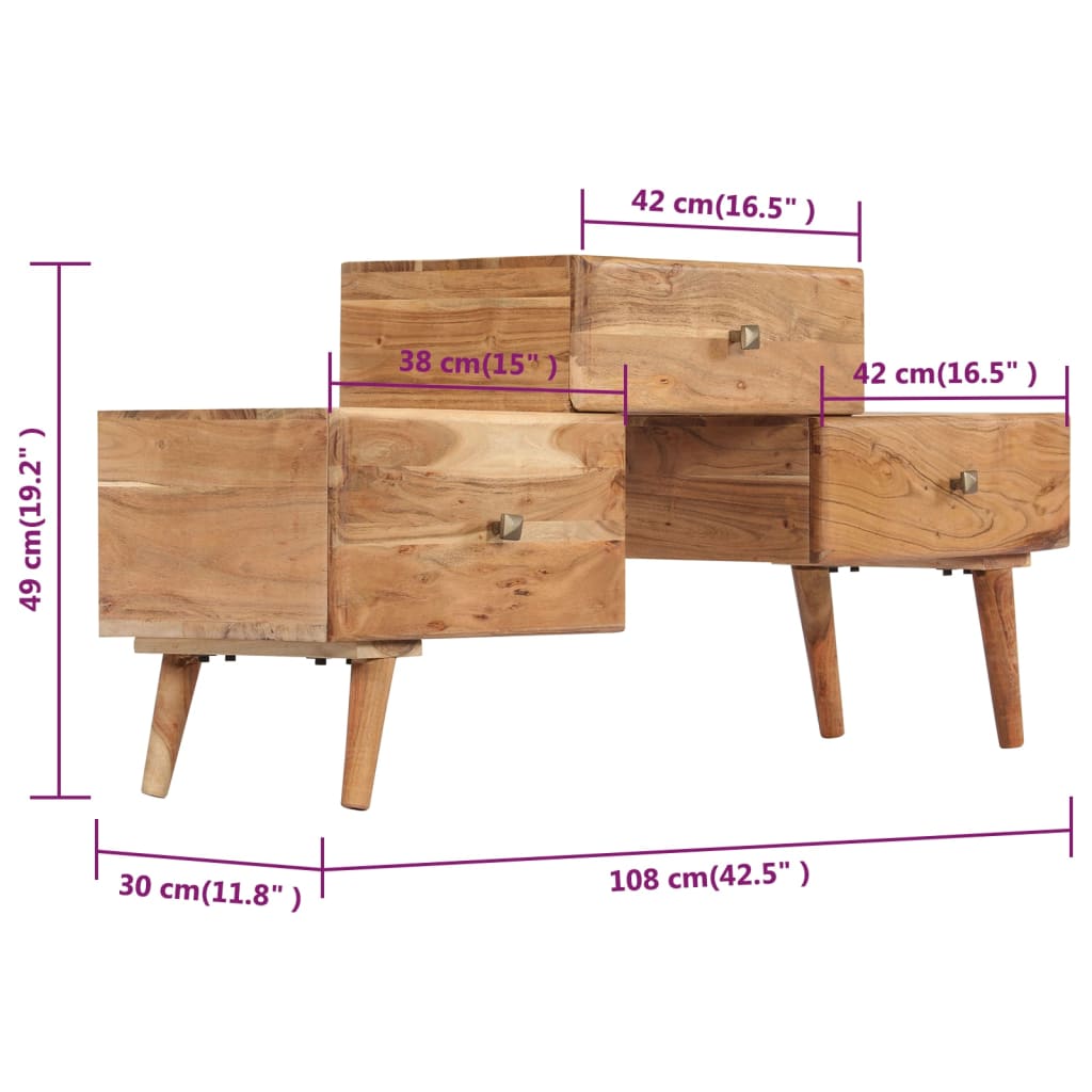 vidaXL TV stolek 108 x 30 x 49 cm masivní akáciové dřevo