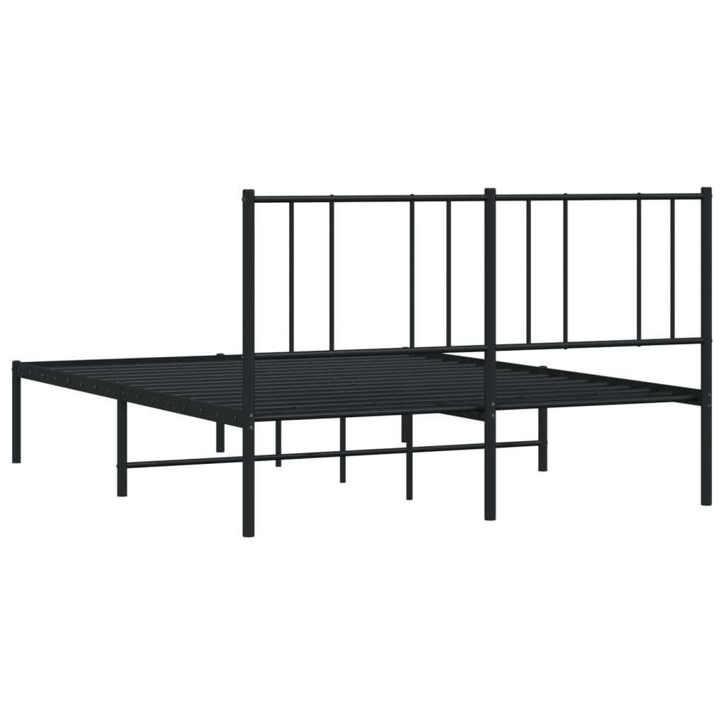 vidaXL Kovový rám postele s čelem černý 150 x 200 cm