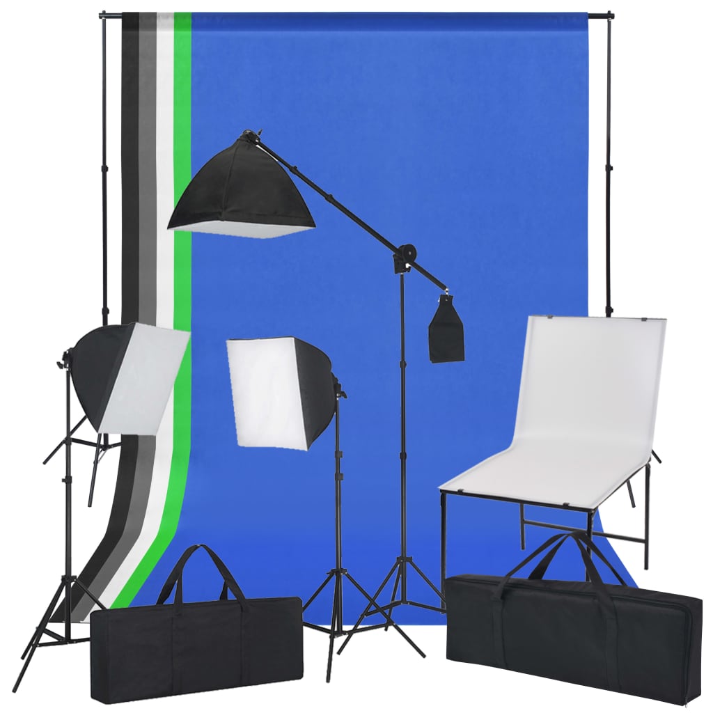 vidaXL Studiové vybavení set s produktovým stolem, světly a pozadími