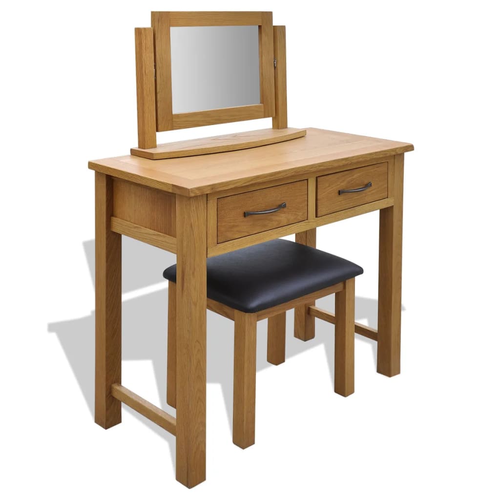 vidaXL Toaletní stolek se stoličkou masivní dubové dřevo