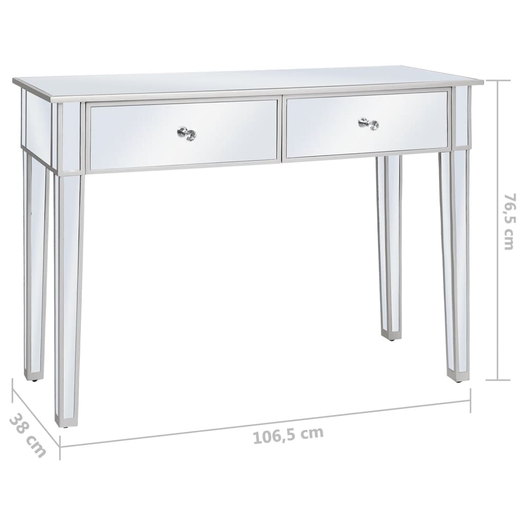 vidaXL Zrcadlový konzolový stolek z MDF a skla 106,5 x 38 x 76,5 cm