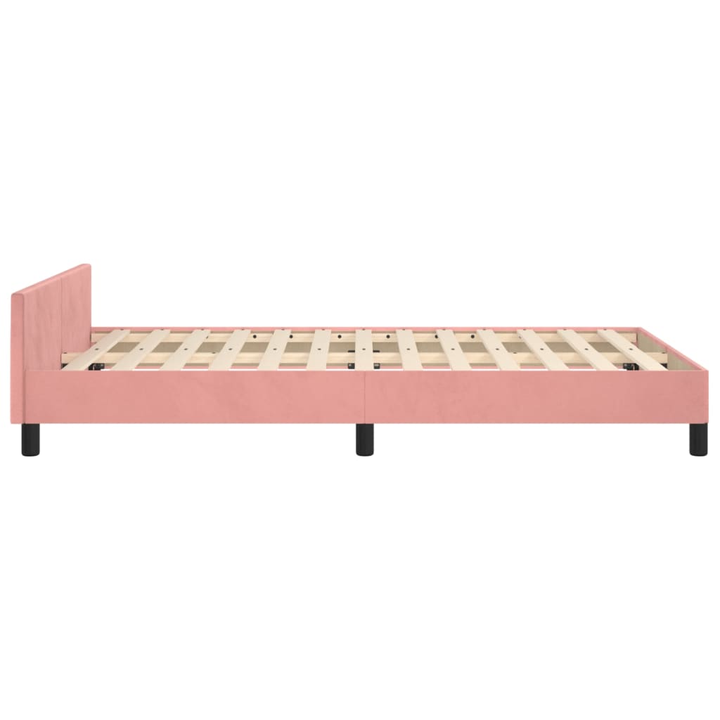 vidaXL Rám postele s čelem růžový 120 x 190 cm samet