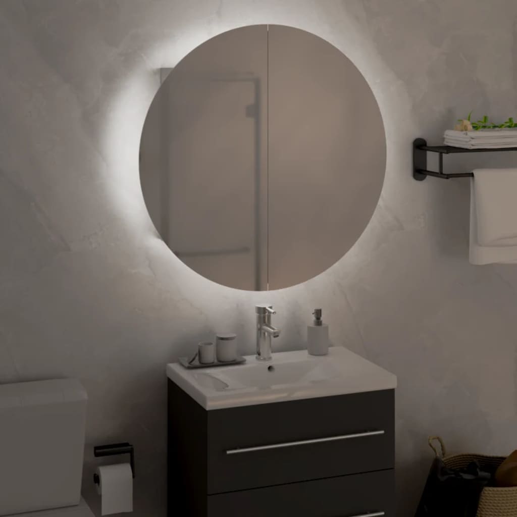 vidaXL Koupelnová skříňka s kulatým zrcadlem a LED bílá 47x47x17,5 cm