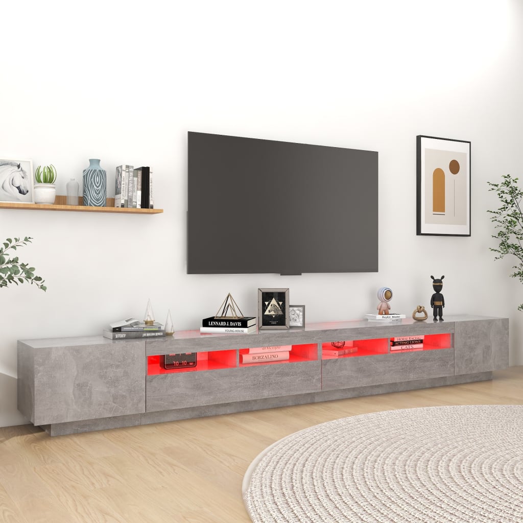 vidaXL TV skříňka s LED osvětlením betonově šedá 300 x 35 x 40 cm