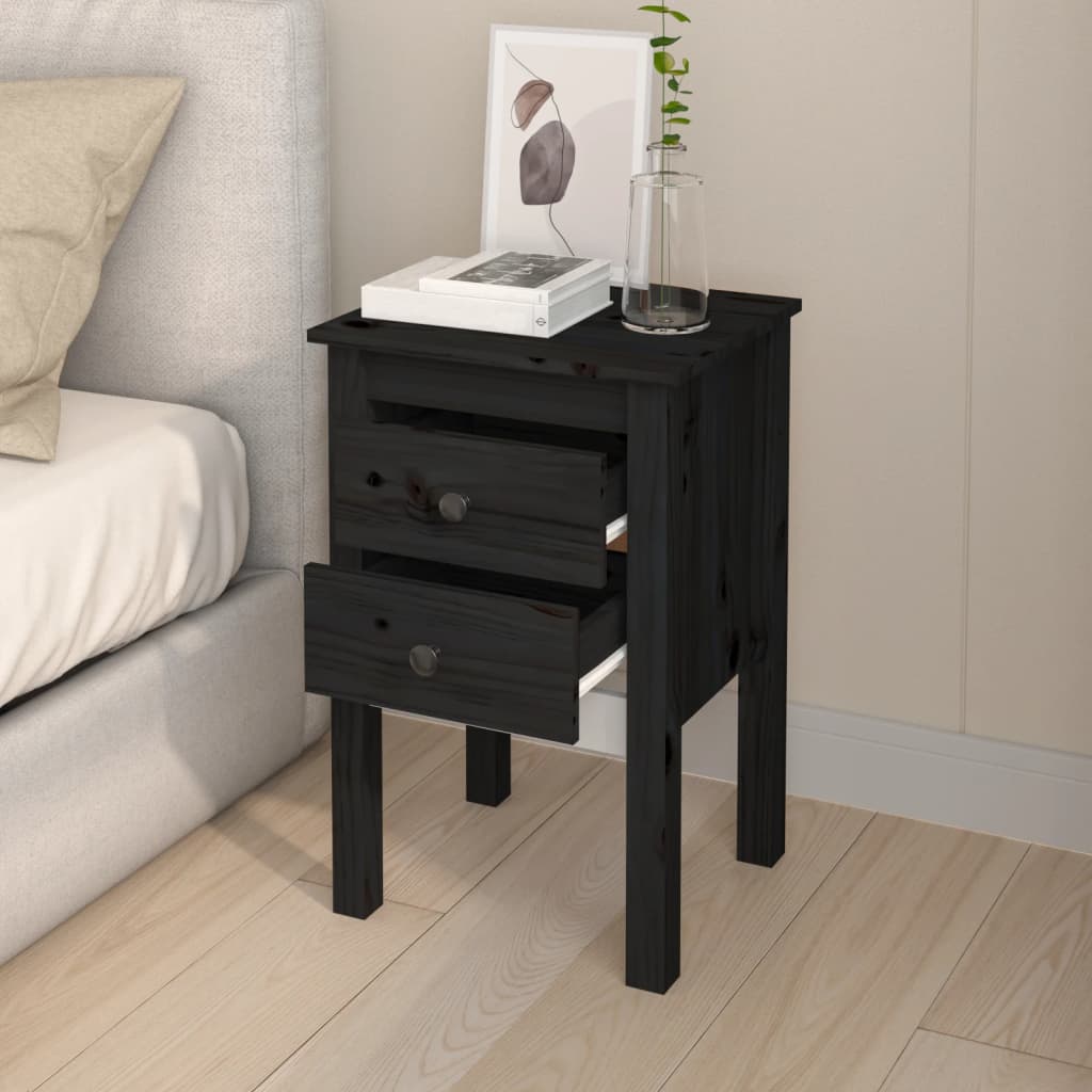 vidaXL Noční stolek Černá 40 x 35 x 61,5 cm masivní borové dřevo