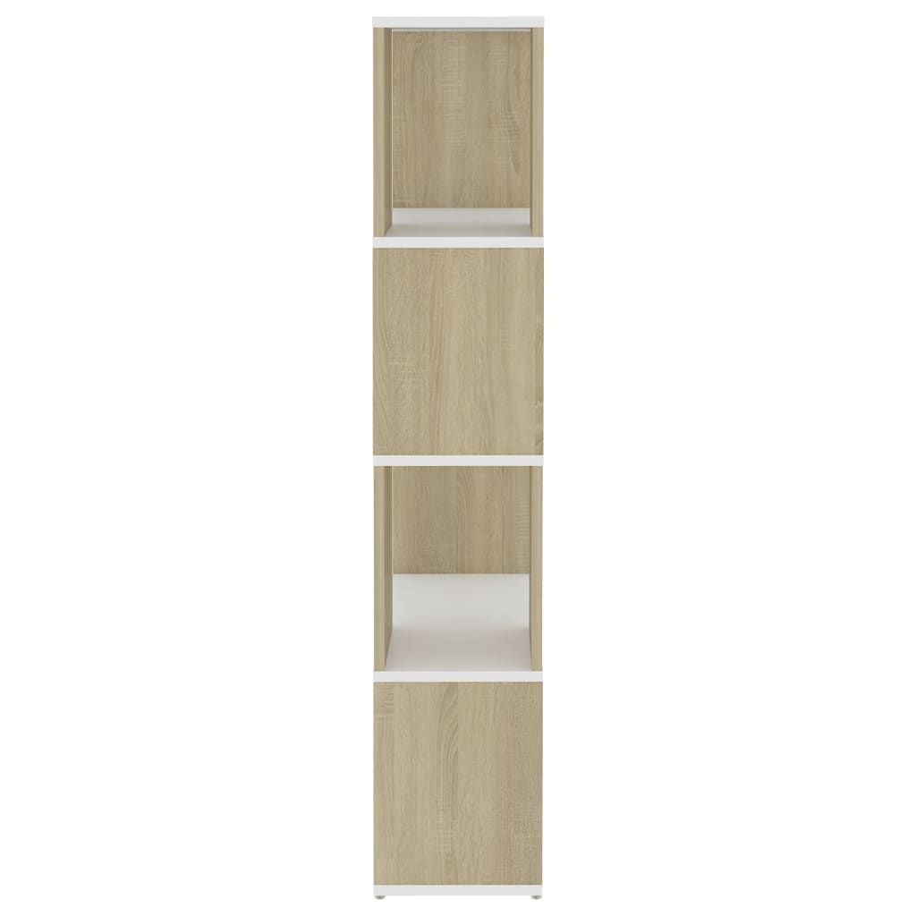 vidaXL Knihovna / dělicí stěna bílá a dub sonoma 60 x 24 x 124,5 cm