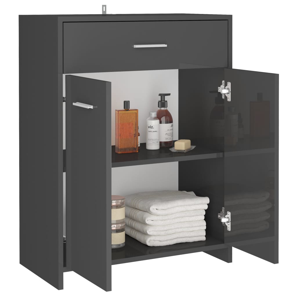 vidaXL Koupelnová skříňka šedá vysoký lesk 60 x 33 x 80 cm dřevotříska