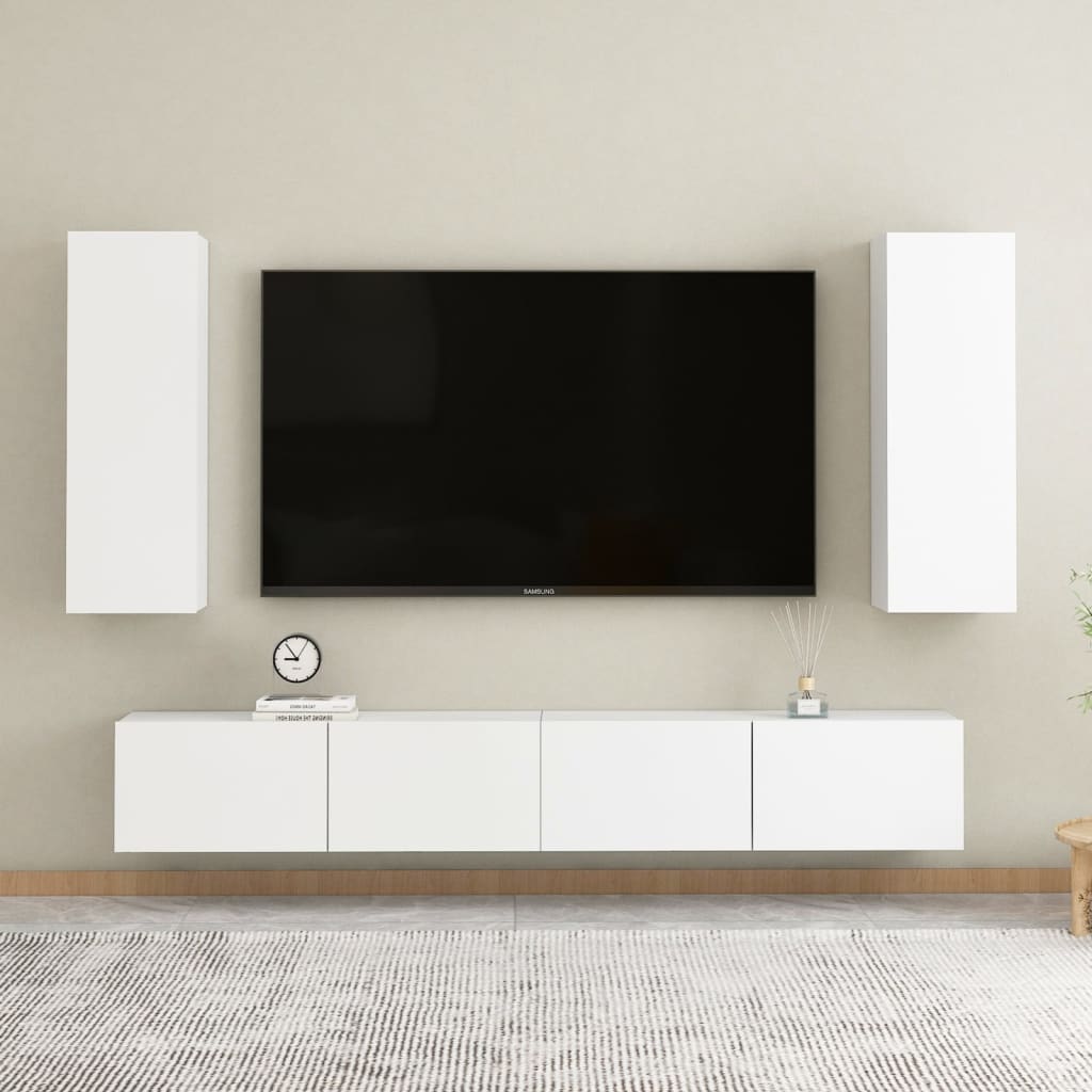 vidaXL TV stolek bílý 30,5 x 30 x 90 cm dřevotříska