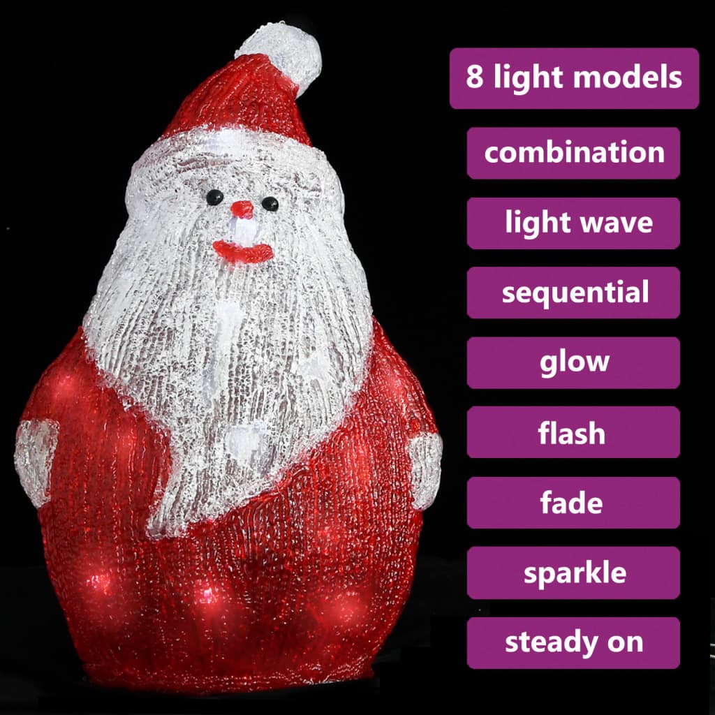 vidaXL Vánoční akrylový Santa s LED vnitřní i venkovní 28 cm