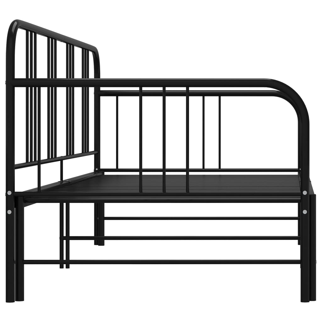 vidaXL Rám vysouvací postele/pohovky černý kovový 90 x 200 cm