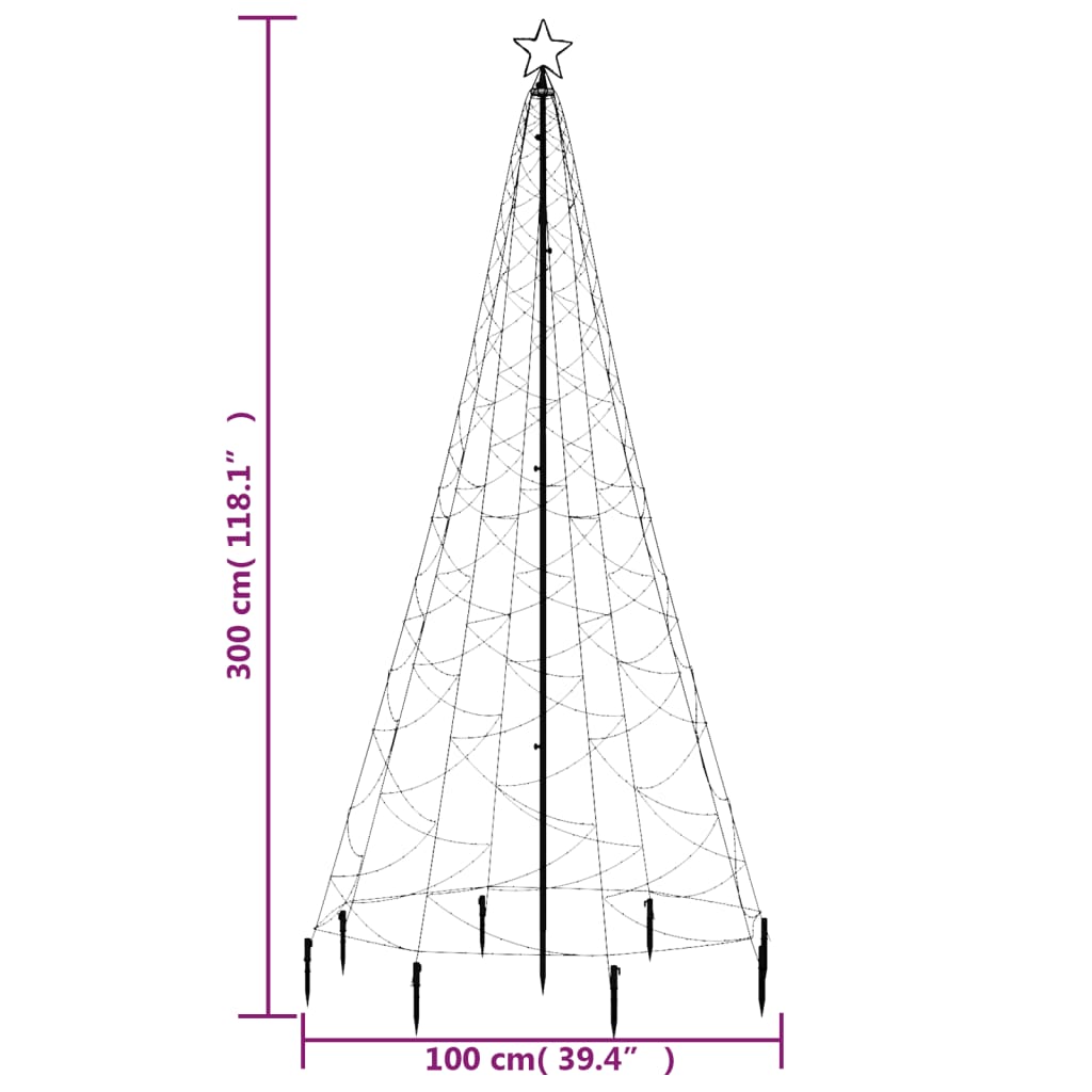 vidaXL Vánoční stromek s kovovým sloupkem 500 LED modrý 3 m