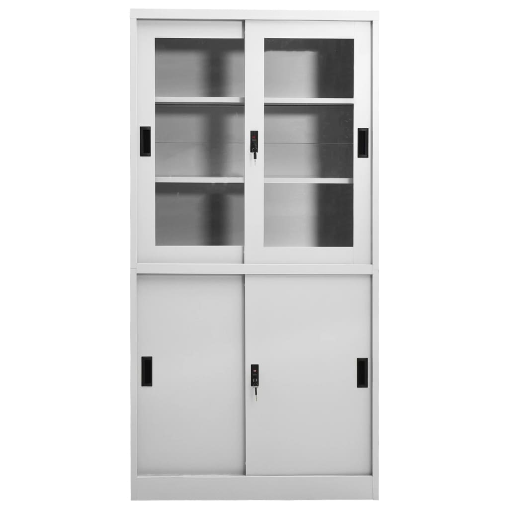 vidaXL Kancelářská skříň posuvné dveře světle šedá 90x40x180 cm ocel