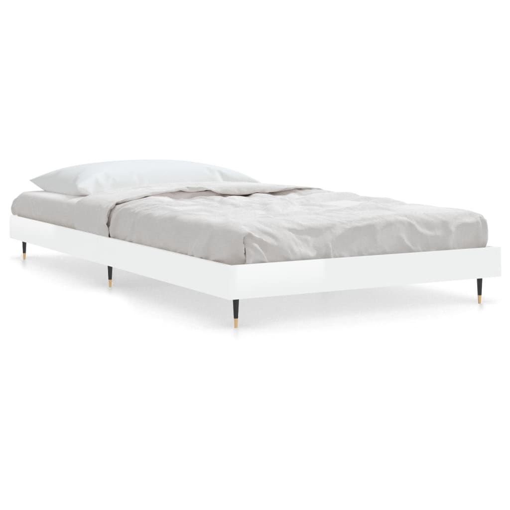 vidaXL Rám postele bílý s vysokým leskem 90 x 190 cm kompozitní dřevo